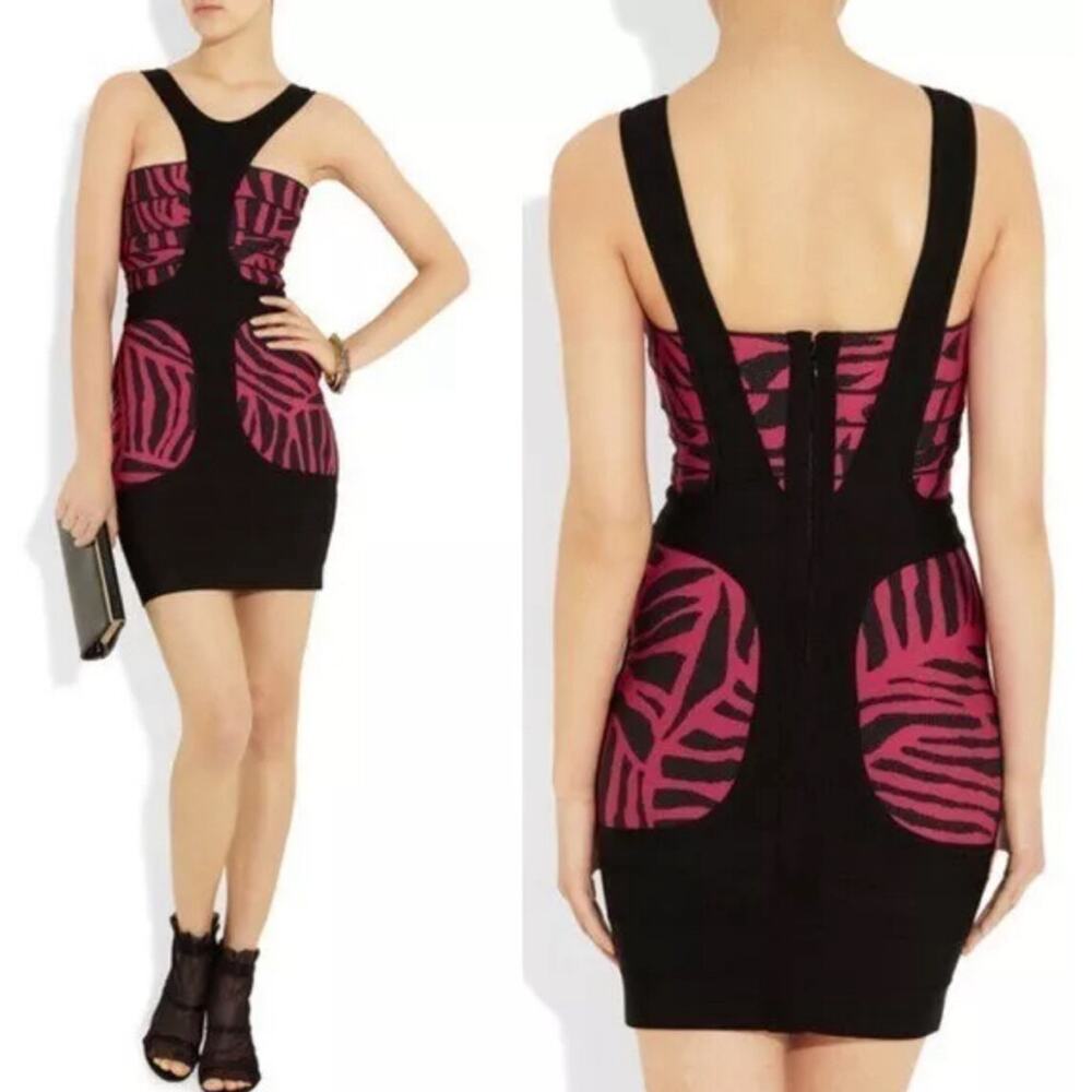 Herve Leger Niva Animal Print Bandage Dress